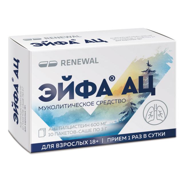Изображение товара Эйфа АЦ гранулы для приготовления раствора 600мг саше 3г №10