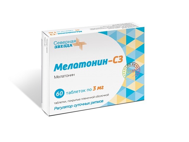 Мелатонин-СЗ таблетки покрытые оболочкой 3мг №60 купить в Москве по цене от 493 рублей