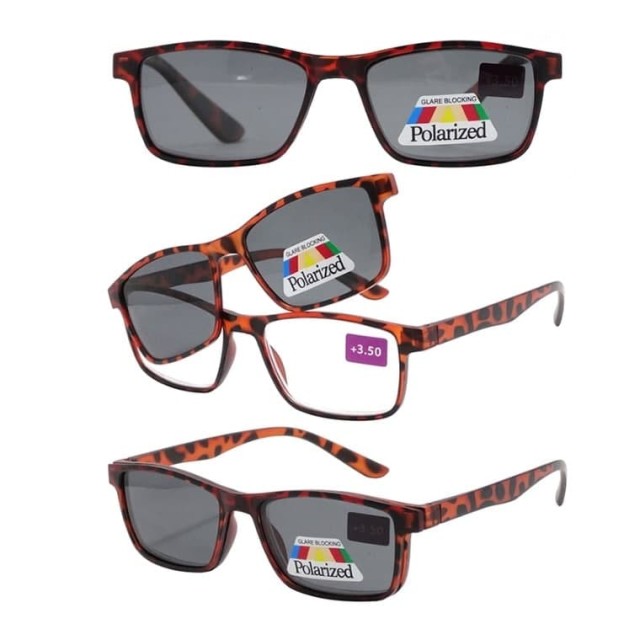 Изображение товара Очки прямоугольные пластик черепаховые солнцезащитные UV Protect +2,5 21002/4