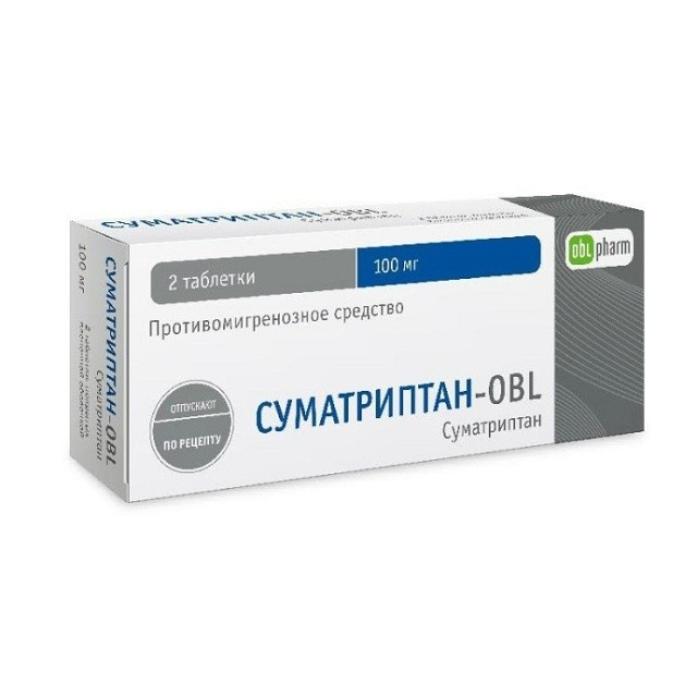Суматриптан-OBL таблетки покрытые оболочкой 100мг №2 купить в Москве по цене от 194 рублей