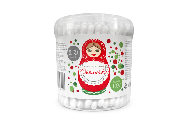 Изображение товара Ватные палочки Столички №200 в стакане для гигиены