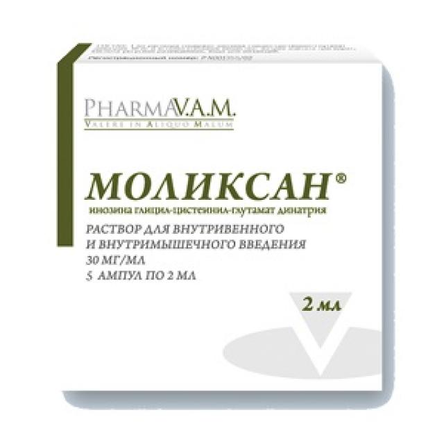 Изображение товара Моликсан 30мг/мл раствор для инъекций 2мл No5 - иммуномодулятор и гепатопротектор