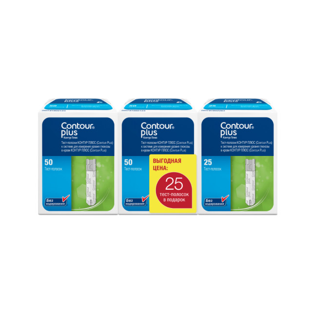 Изображение товара Контур Плюс тест-полоски для глюкометра №50х2+№25