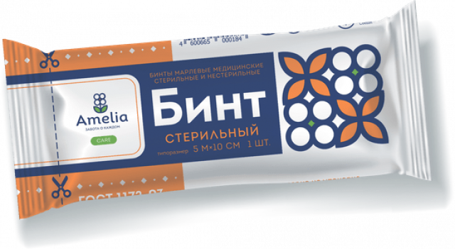 Изображение товара Бинт марлевый стерильный 5м х 10см Амелия