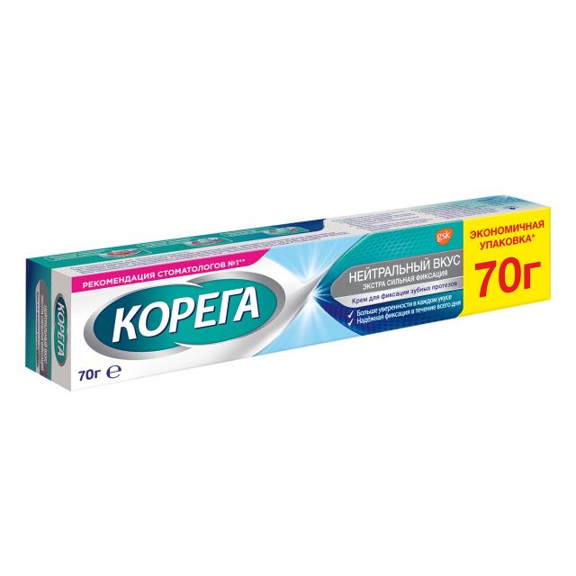 Изображение товара Крем для фиксации зубных протезов Корега экстра сильная нейтральная 70г