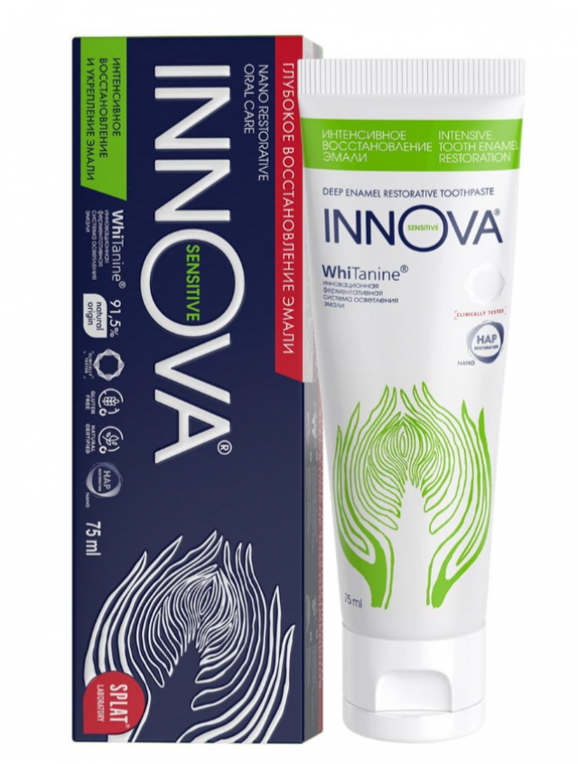 Изображение товара Иннова Сенситив зубная паста Интенсивное восстановление эмали укрепляющая для чувствительных зубов75мл