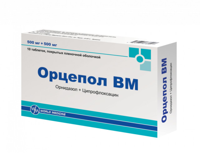 Изображение товара Орцепол ВМ таблетки 500 мг+500 мг №10 противомикробный комбинированный препарат