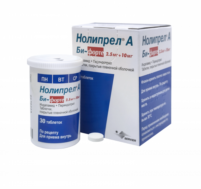 Изображение товара Нолипрел А Би-форте таблетки покрытые оболочкой 2,5мг+10мг 30 шт