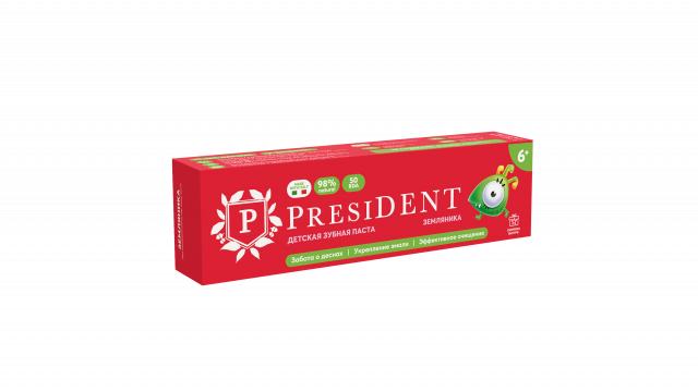Изображение товара Детская зубная паста President земляника 43 г для ухода за зубами 6+
