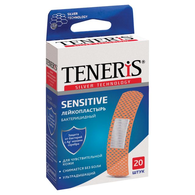 Изображение товара Тенерис бактерицидный пластырь Sensitive 20 шт 76х19 мм на нетканой основе