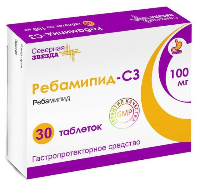 Ребамипид-СЗ таблетки покрытые оболочкой 100мг №30 купить в Москве по цене от 529 рублей