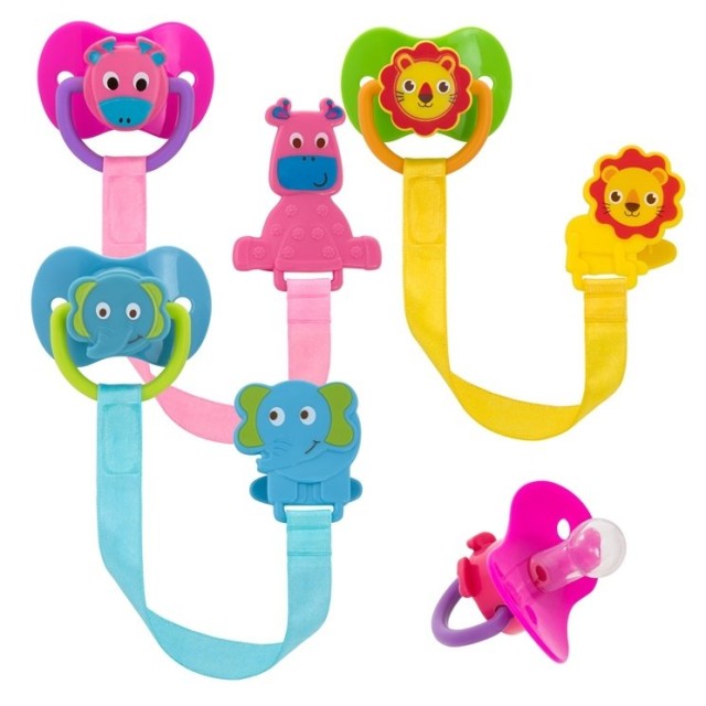 Изображение товара Курносики пустышка силикон на цепочке с прищепкой 13025