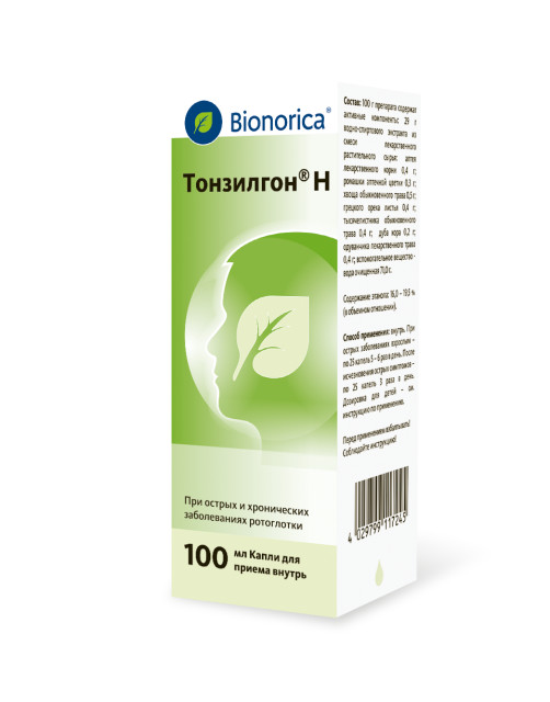 Изображение товара Тонзилгон Н капли внутрь 100мл - растительный препарат для верхних дыхательных путей