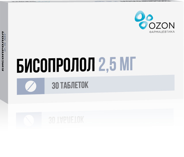 Изображение товара Бисопролол Озон таблетки 2.5 мг №30 для лечения гипертензии стенокардии