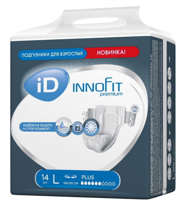 Изображение товара Подгузники для взрослых iD INNOFIT L 14 штук с эластичными боковинами
