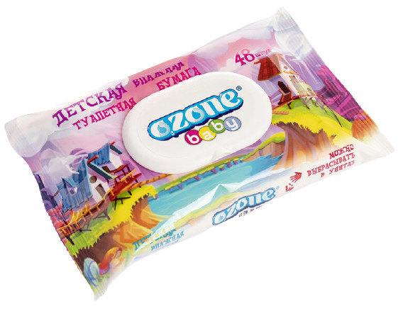 Изображение товара Озон Беби влажная туалетная бумага №48 с клапаном экологичный продукт