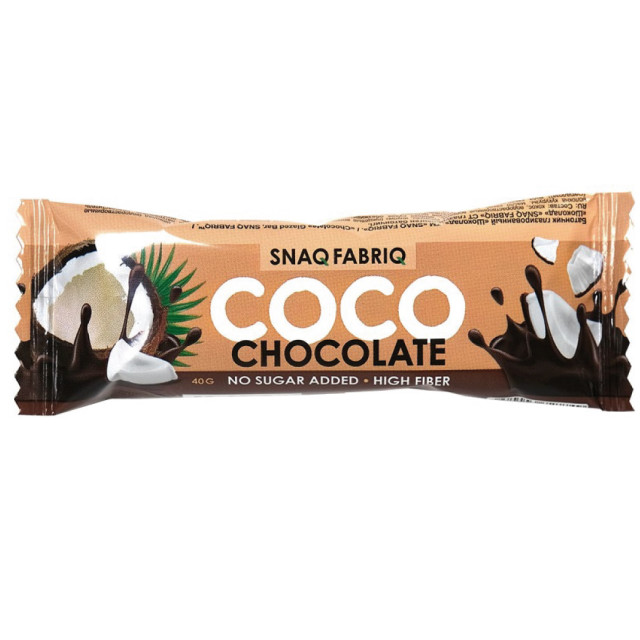 Изображение товара Кокосовый батончик без сахара 40г Snaq Fabriq с шоколадной глазурью натуральными подсластителями