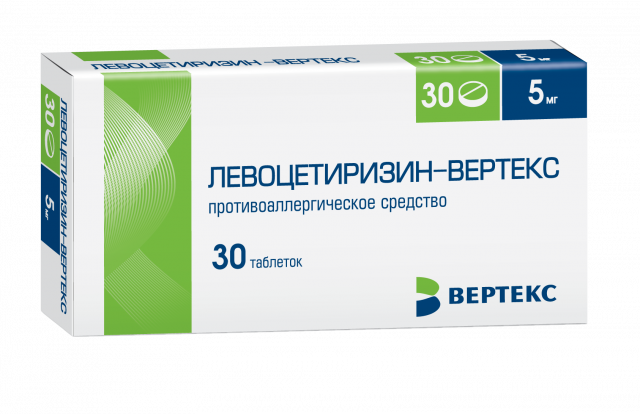 Изображение товара Левоцетиризин-Вертекс таблетки покрытые оболочкой 5мг №30