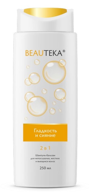 Изображение товара Шампунь-бальзам 2 в1 Гладкость и сияние 250мл Бьютека