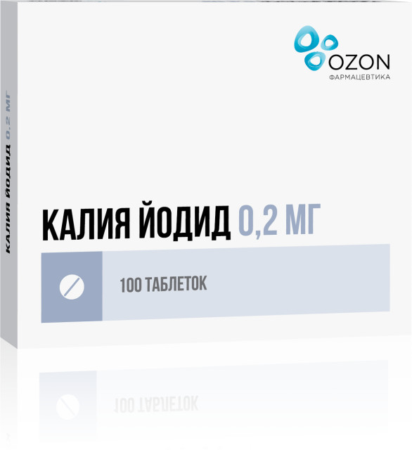 Изображение товара Калия йодид Озон таблетки 200мкг №100 для профилактики и лечения щитовидной железы