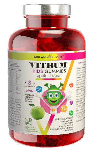 Изображение товара Витрум Кидс мармеладки жевательные яблоко №60