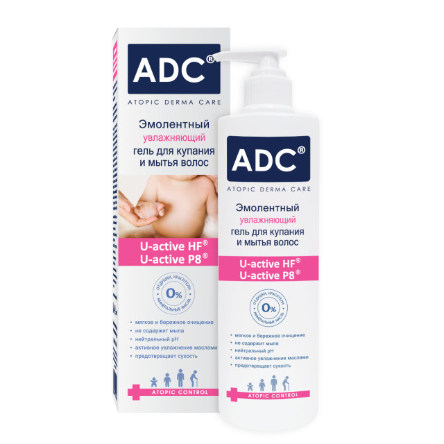 Изображение товара АДЦ Атопик Контроль гель эмолент для купания и мытья волос увлажняющий 200мл
