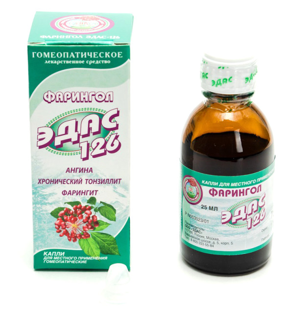 Изображение товара Гомеопатические капли Фарингол Эдас-126 для лечения горла 25 мл
