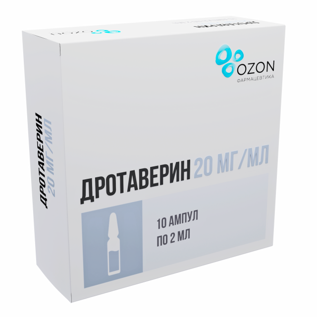 Изображение товара Дротаверин Озон раствор для инъекций 20мг/мл 2мл №10