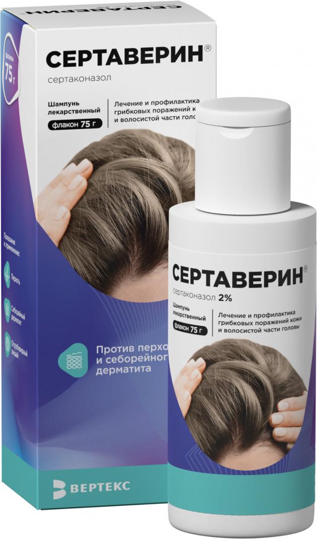 Изображение товара Сертaверин шампунь 2% для лечения себорейного дерматита и перхоти 75 г