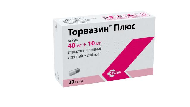 Изображение товара Торвазин Плюс капсулы 40мг+10мг №30 для снижения холестерина