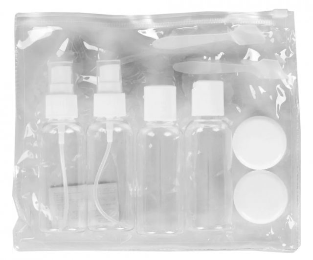 Изображение товара Онлитоп набор бутылочек д/хранения в чехле 8 предметов, многоразовые бутылки и банки