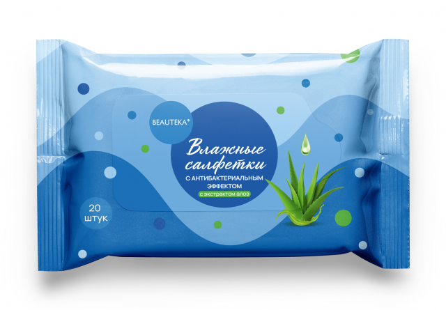 Изображение товара Бьютека салфетки влажные антибакт. алоэ №20