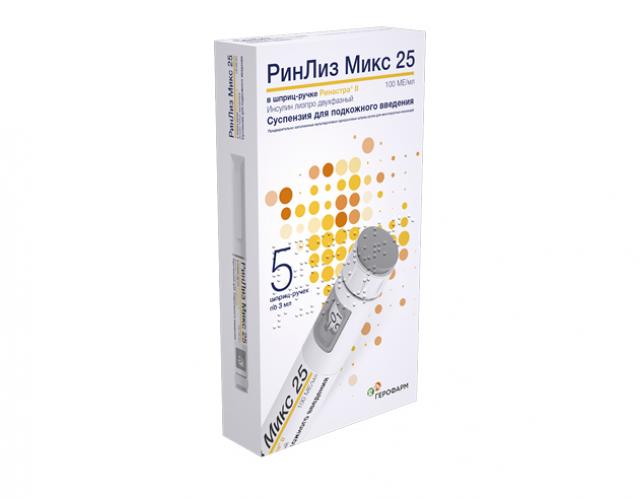 Изображение товара РинЛиз Микс 25 суспензия подкожно 100 МЕ/мл 3мл шприц-ручка