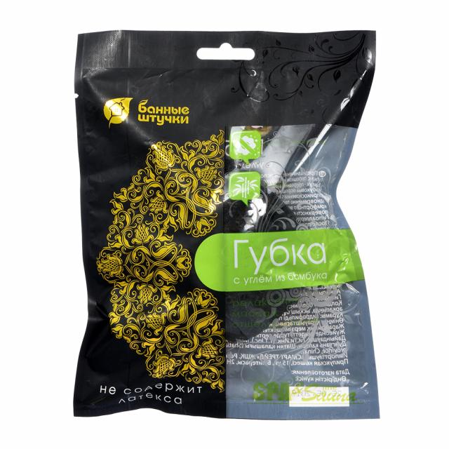 Изображение товара Губка с углем из бамбука для бани, сауны и домашнего ухода