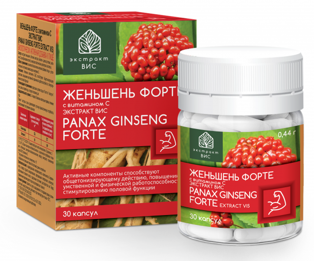 Изображение товара Женьшень форте с вит.С экстракт ВИС капсулы №30