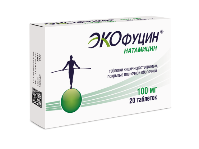 Изображение товара Экофуцин таблетки покрытые оболочкой 100 мг для лечения кандидоза кишечника