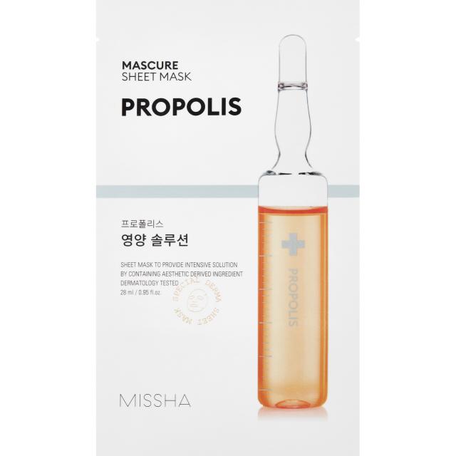 Изображение товара Миша Мэскью маска тканевая с прополисом для эластичности и увлажнения кожи 28мл