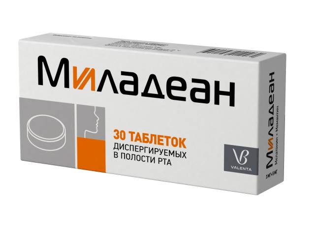Изображение товара Миладеан таблетки диспергируемые 3мг+5мг №30