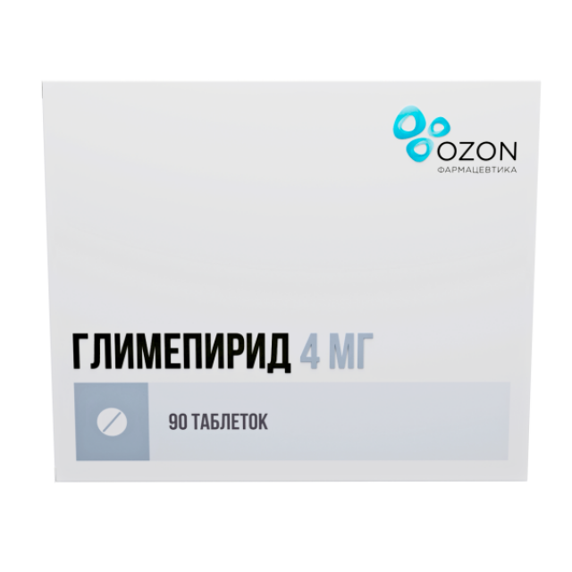 Изображение товара Глимепирид Озон таблетки 4 мг №90 для сахарного диабета 2 типа