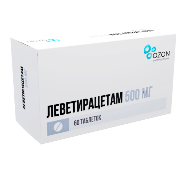 Изображение товара Леветирацетам 500мг таблетки №60 Озон для лечения эпилепсии взрослых и детей