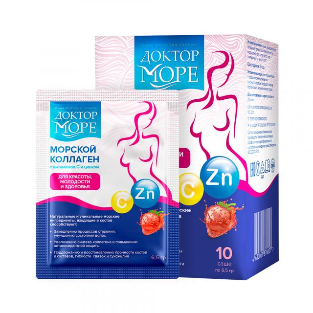 Изображение товара Доктор Море Морской коллаген порошок 6.5г саше клубника №10