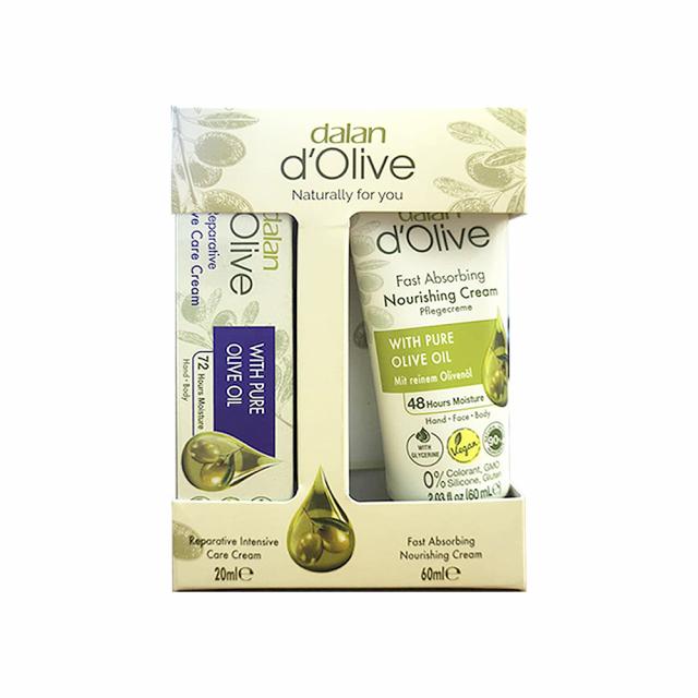 Изображение товара Далан ДеОлива набор крем для рук питательный 60мл+крем для тела восстанавливающий 20мл арт.11356