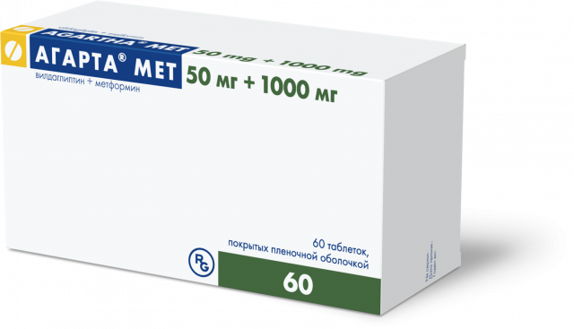 Изображение товара Агарта Мет таблетки покрытые оболочкой 50мг+1000мг №60