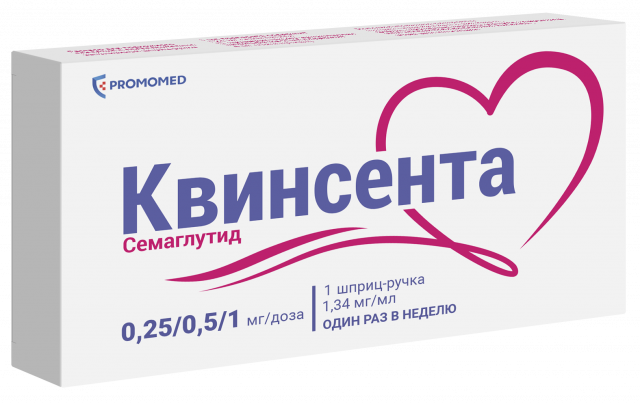 Изображение товара Квинсента раствор подкожно 0,25мг/0,5мг/1мг 3мл шприц-ручка