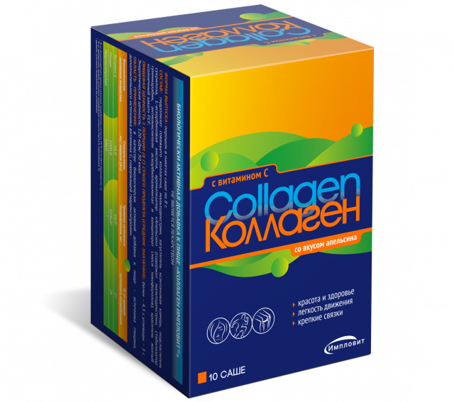 Изображение товара Коллаген порошок Импловит с витамином C 8г для суставов и кожи