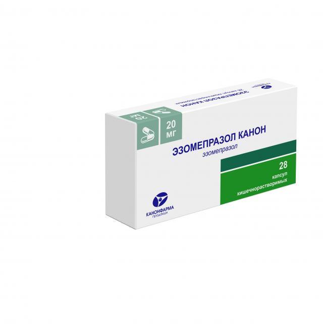 Изображение товара Эзомепразол Канон капсулы 20 мг №28 для лечения гастроэзофагеальной рефлюксной болезни