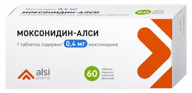 Изображение товара Моксонидин-АЛСИ таблетки покрытые оболочкой 0,4мг №60
