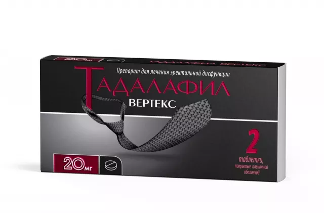 Изображение товара Тадалафил Вертекс 20 мг таблетки для эректильной дисфункции и гиперплазии