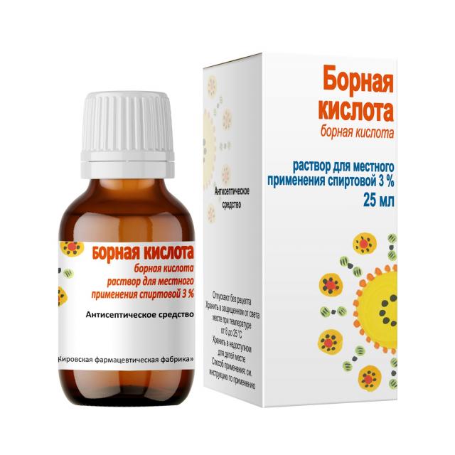 Изображение товара Борная кислота 3% 25мл для наружного уха антисептик Кировская ФармФабрика