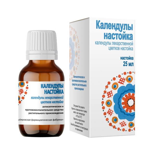 Изображение товара Настойка календулы 25 мл Кировская ФармФабрика натуральное антисептическое средство для наружного и